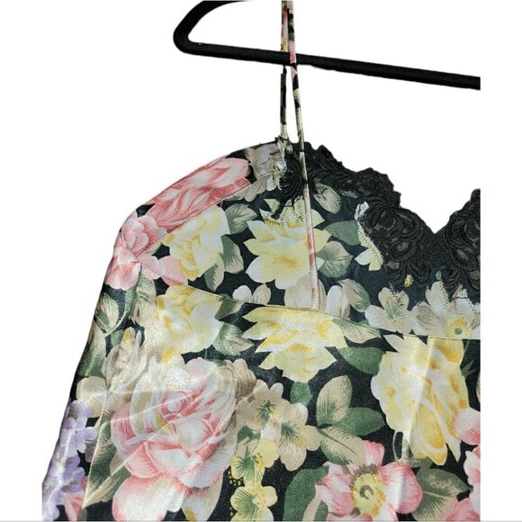 Vintage Victoria’s Secret Gold Label Floral Silk Satin Top Camisole Tank Lace L - Picture 6 of 13